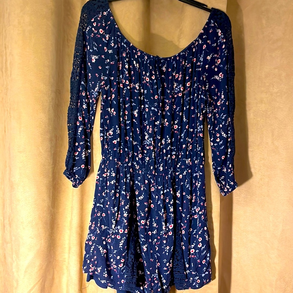 Navy blue floral romper